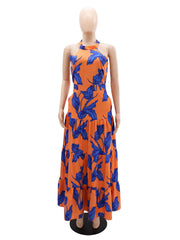 Fashion Print Halter Dress