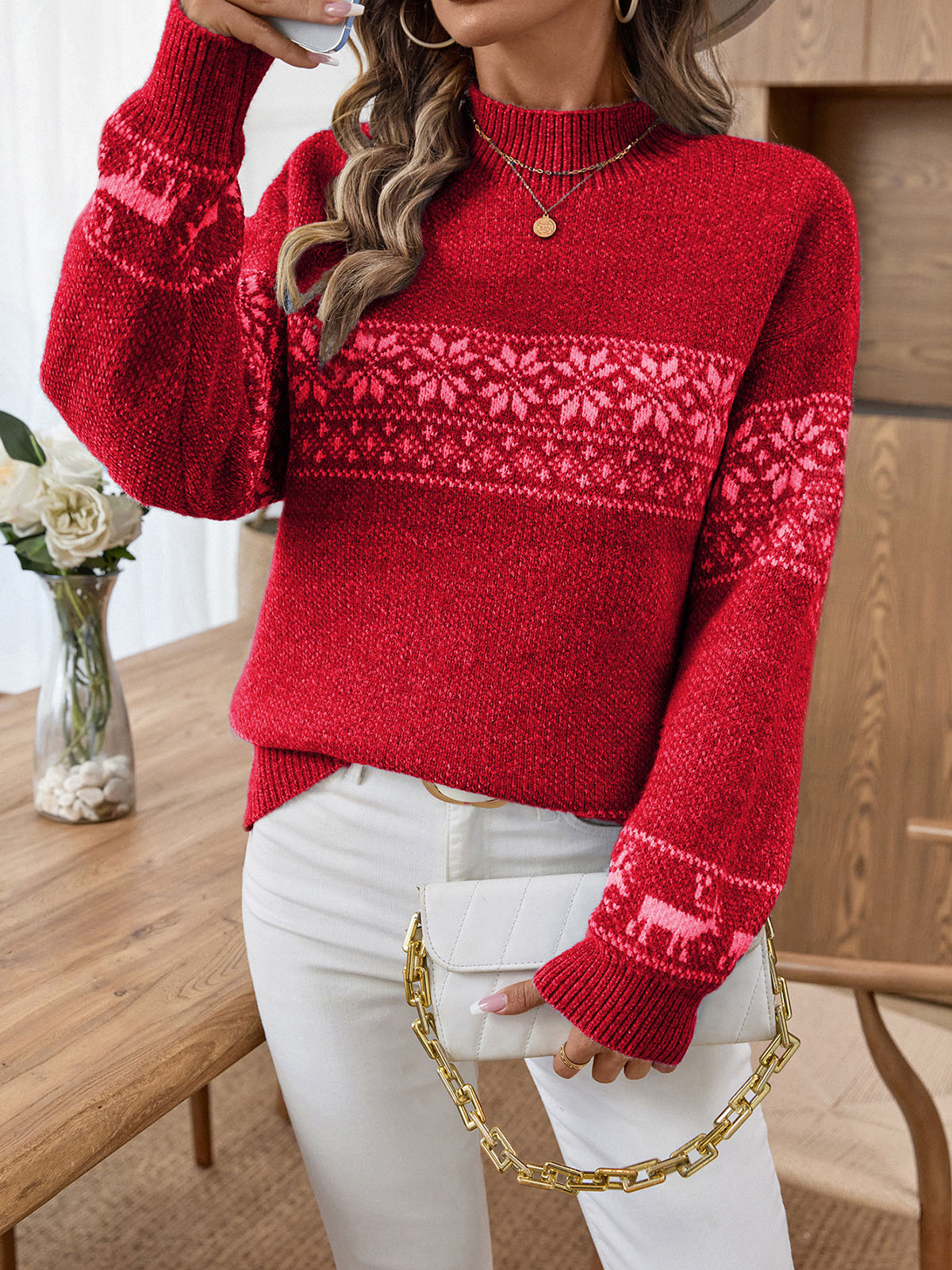 Crew Neck Casual Regular Fit Color Block Sweater