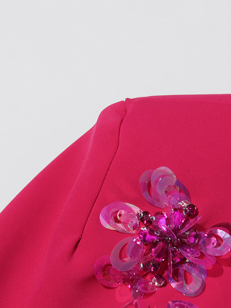 Elegant V Neck Sequins Embellished Cape Blazer