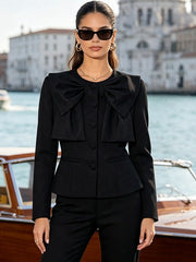 Women's Bow Tie Cropped Jacket-boutique