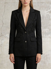 Fashion Embroidery Single-Button Blazer
