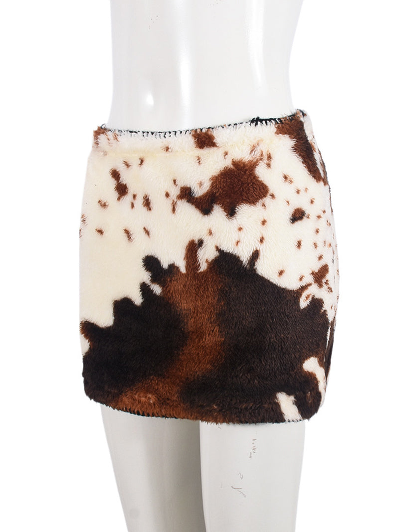 Fashion Cowmooflage Print Micro Mini Skirt