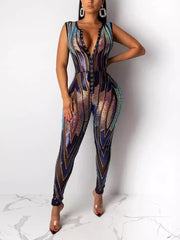 Sexy Sequin Gradient Printed Nightclub Jumpsuit