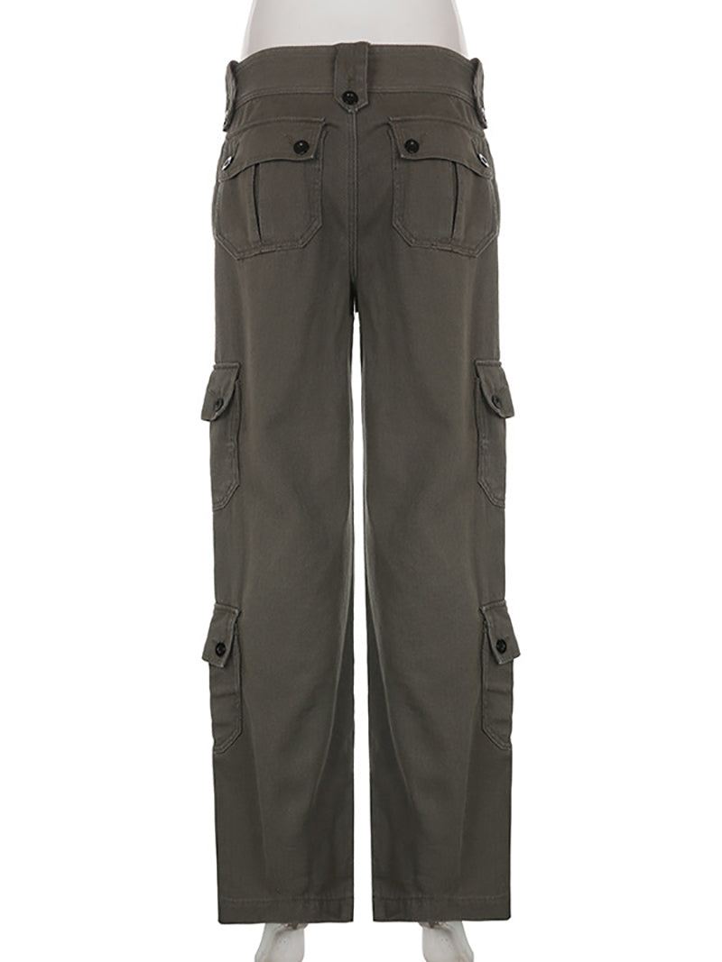 Low Waisted Cargo Pants Wide Leg Jogger Trousers