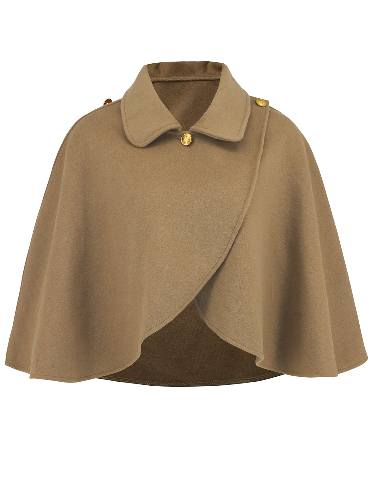 Wool Blends Ponchos Shoulder Clasp Short Cape Coat