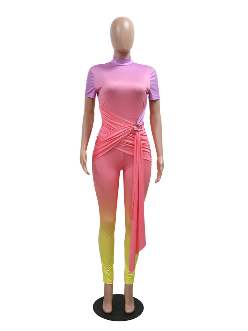 Sexy Gradient Color Bodycon Jumpsuit