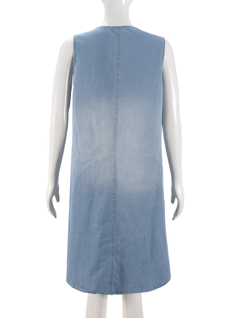 Denim V-Neck Sleeveless Loose Mini Dress