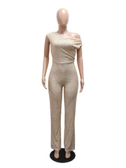 Fashion One Shoulder Sequin Slim Fit Jumpsuit