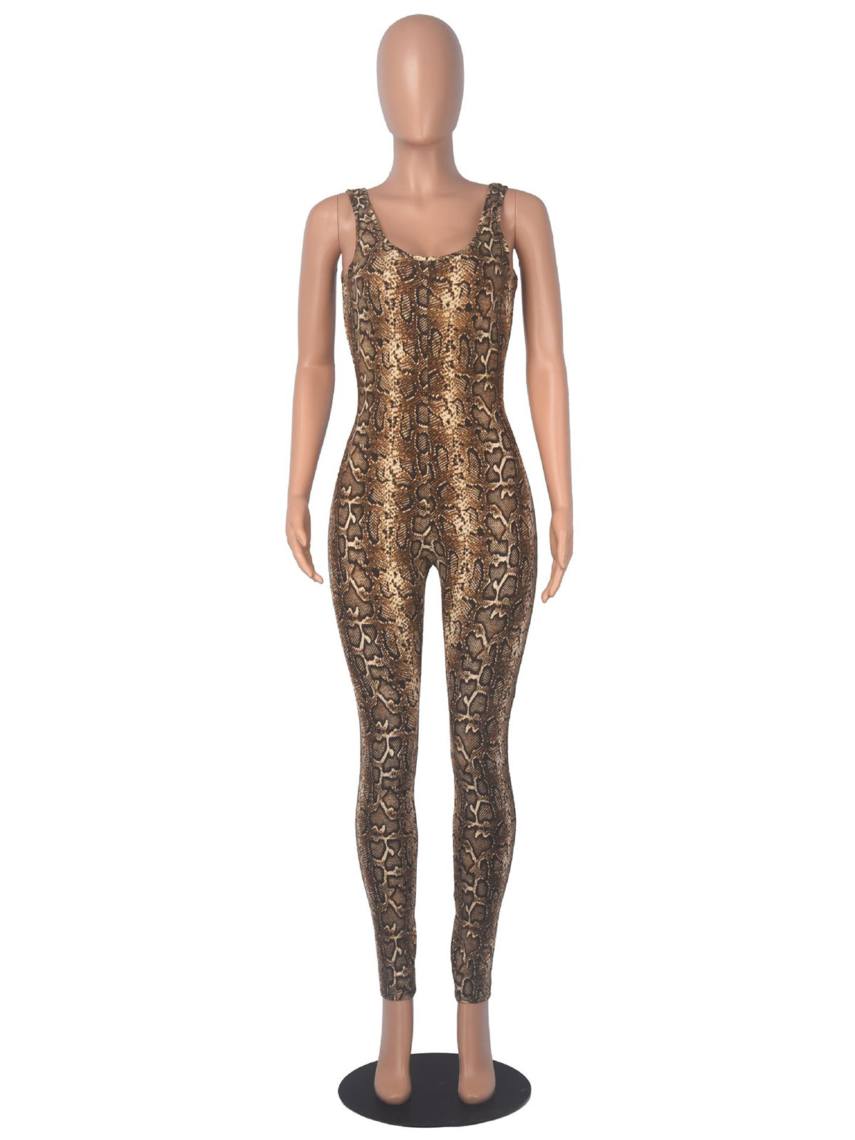 Casual Panther Print Bodycon Jumpsuit