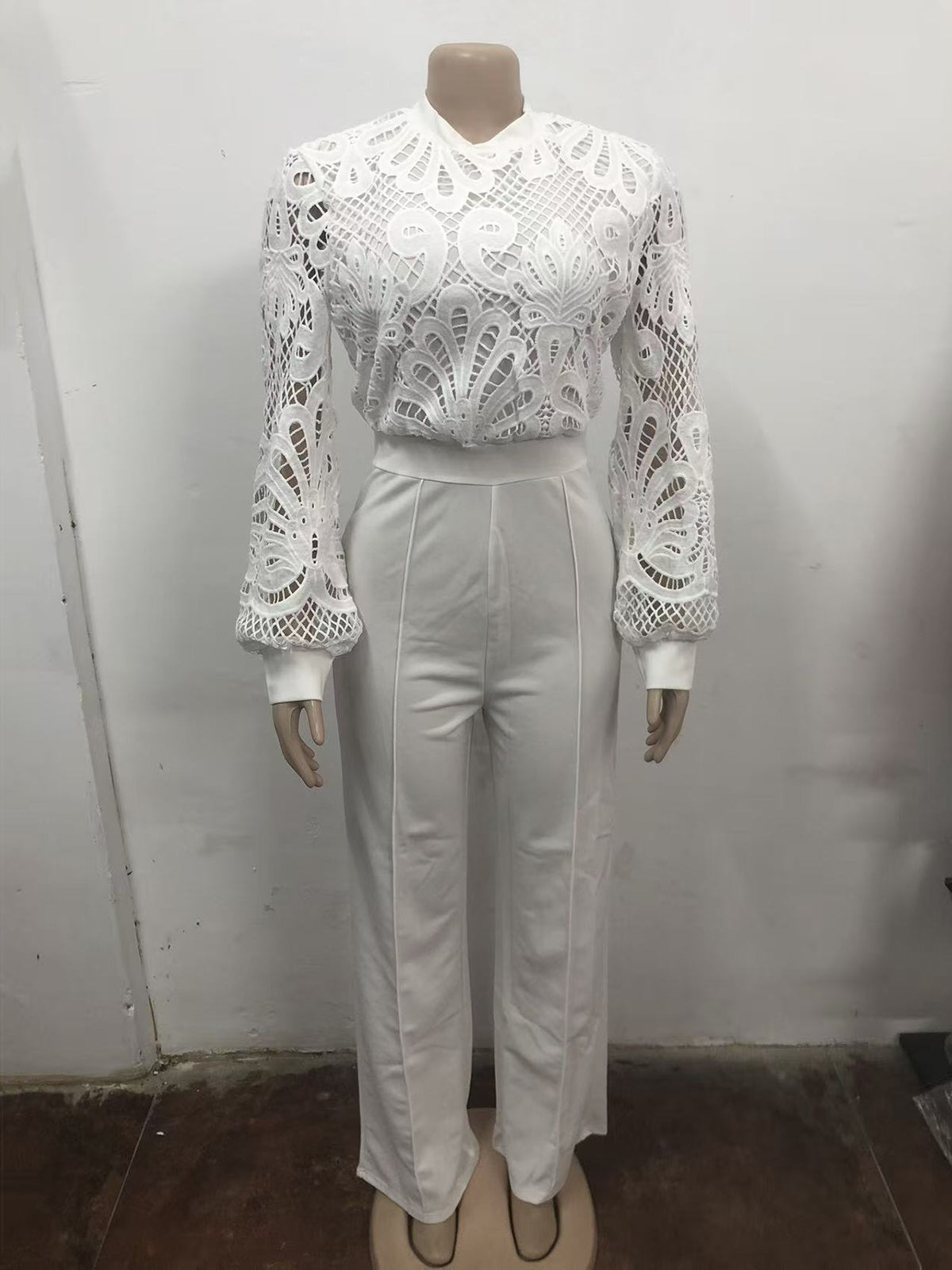 Elegant Jacquard See through Jumpsuit