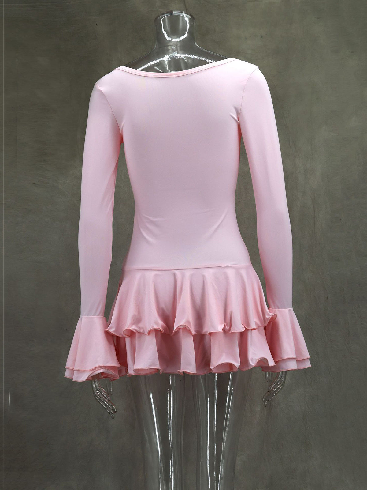 Fashion Button Up Ruffle Hem Slim Mini Dress
