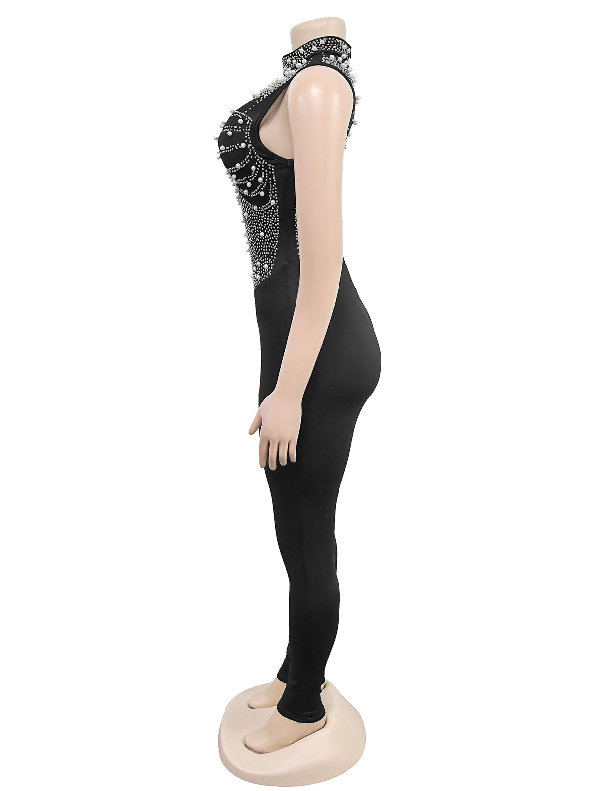 Sexy Rhinestones Decor Sleeveless Bodycon Jumpsuit
