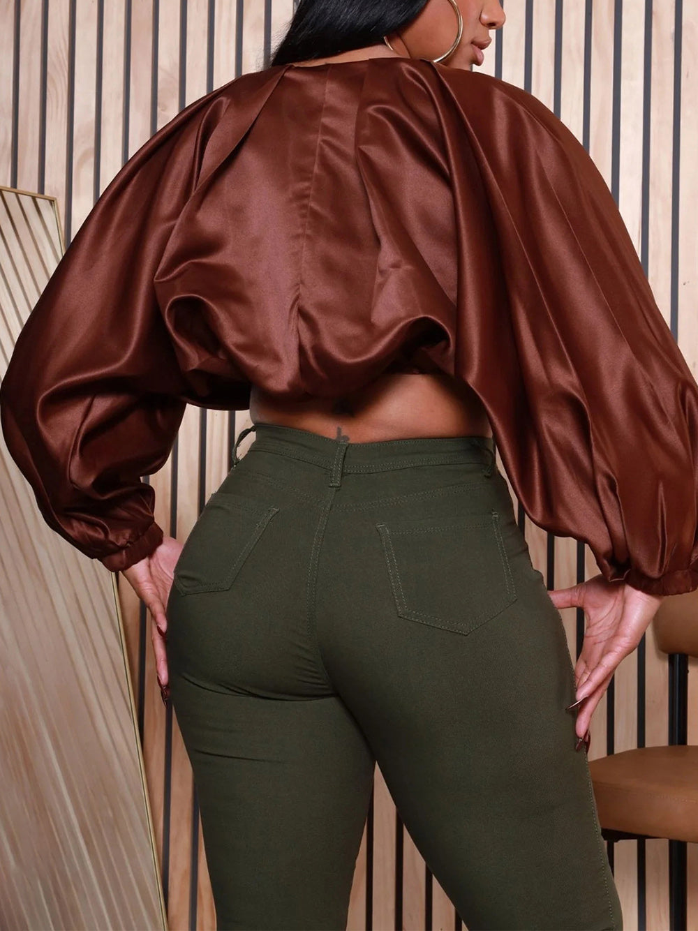 Fashion Batwing Sleeve Loose Cropped Blouse Top