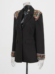 Rhinestone Single-breasted Embroidered Blazer