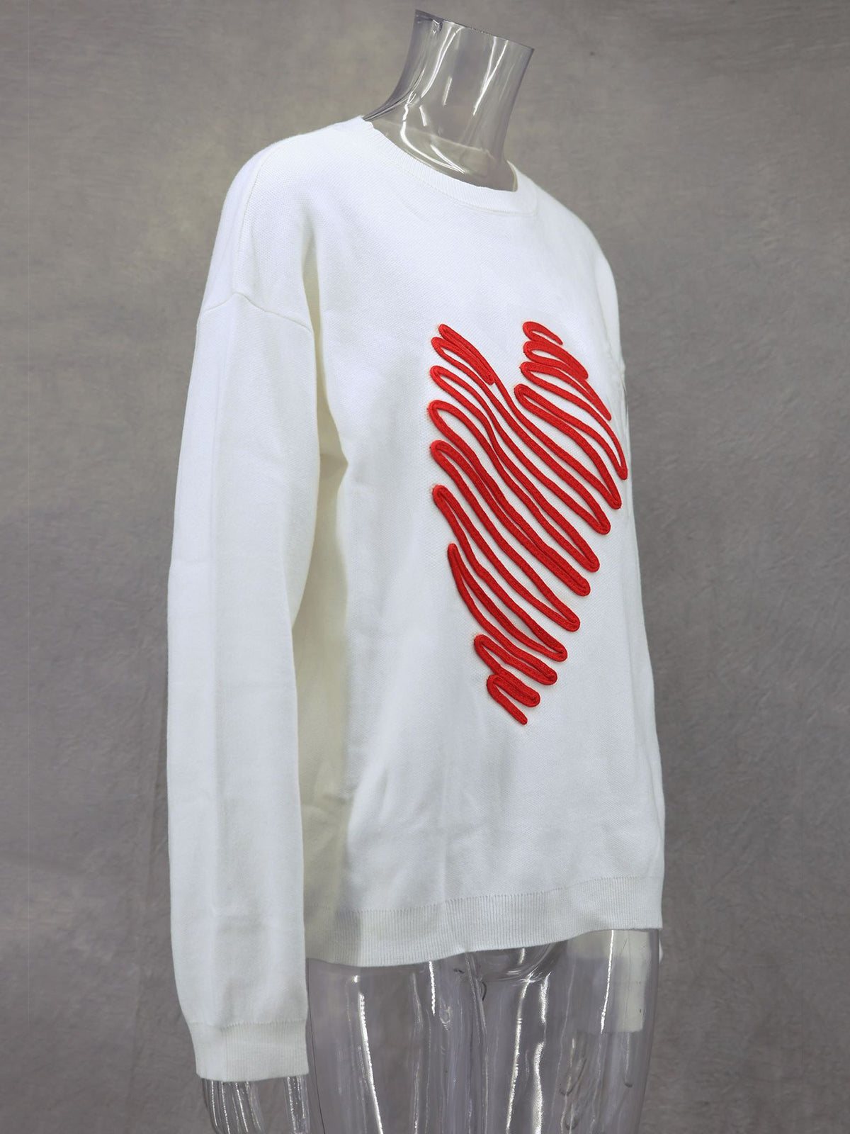 Plain Heart Line Round Neck Casual Sweatshirt