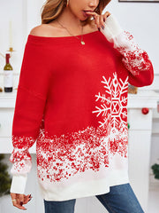 Christmas Off Shoulder Loose Knit Sweater