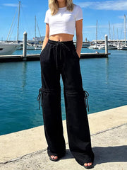 Casual Drawstring Straight-Leg Pants