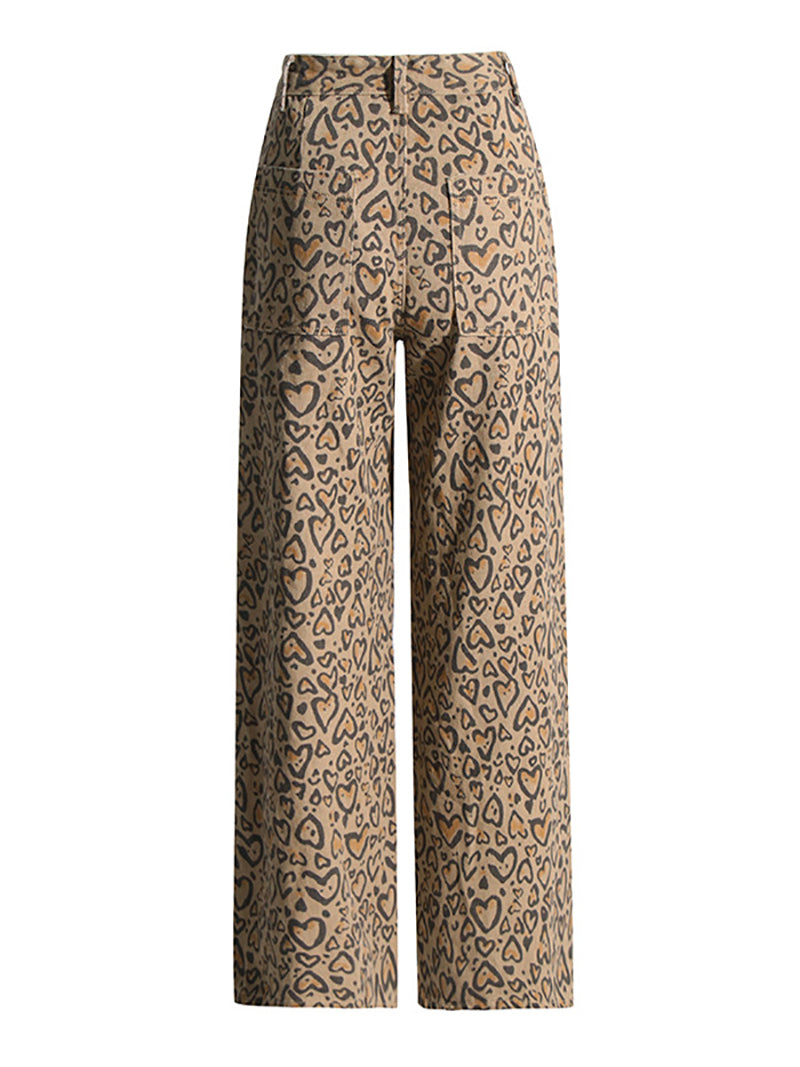 Fashion Rhinestone Leopard Print Jeans