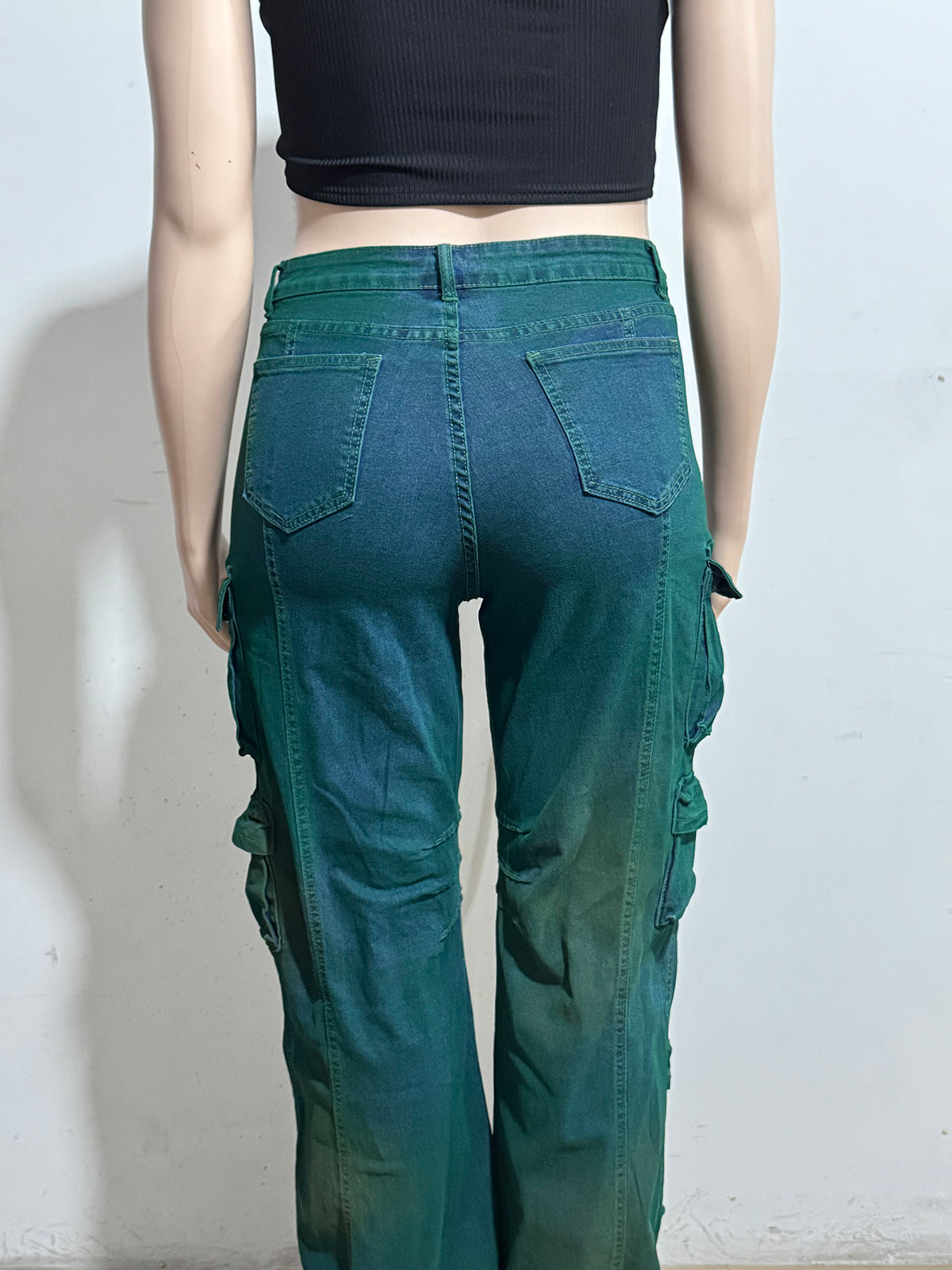 Tie Dye High Waist Cargo Jeans