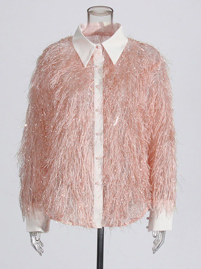 Fashion Single-Breasted Fringe Shirt