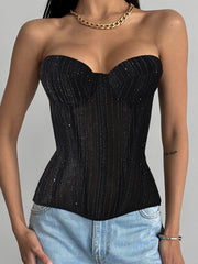 Sexy Bandage Glitter Overbust Corset Tops