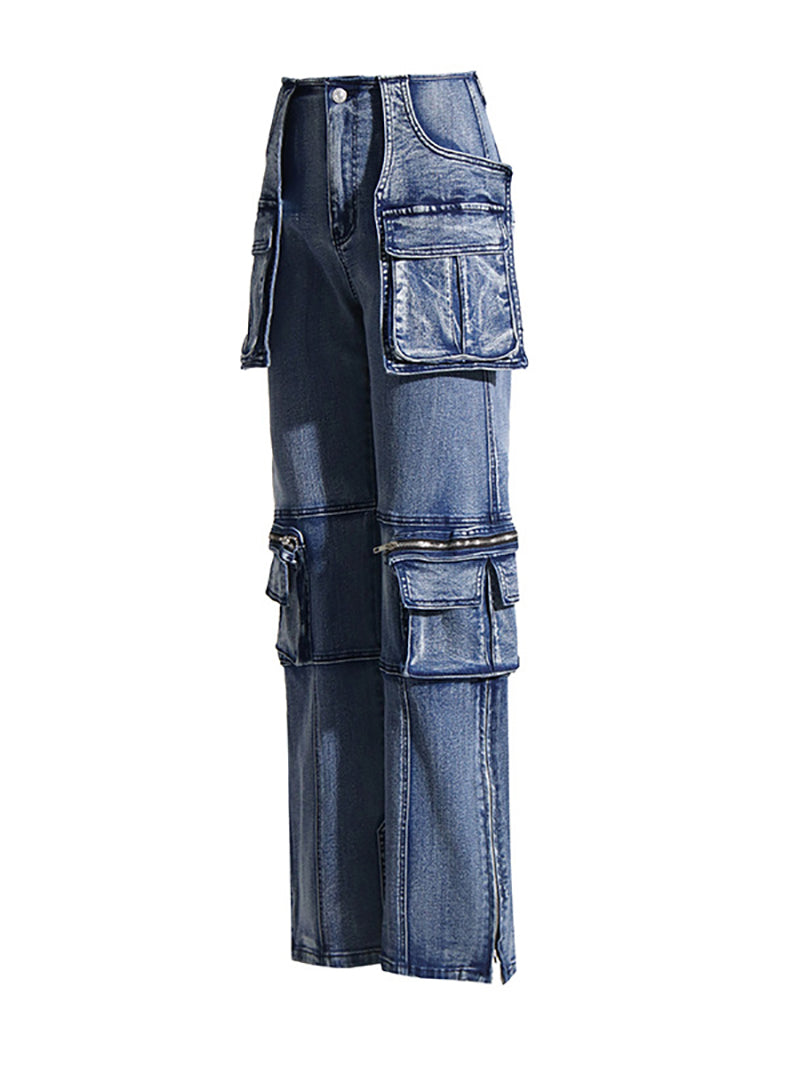 Fashion Multi-pocket Straight Jeans