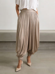 Casual High Waist Pleated Baggy Pants