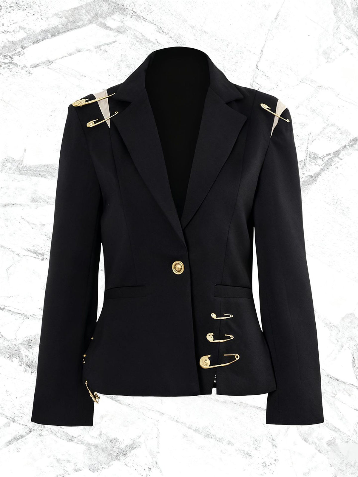 Elegant Safety-pin Single-breasted Slim Blazer