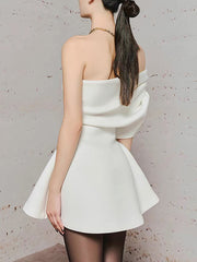 Fashion Strapless Asymmetric Ruch Mini Dress