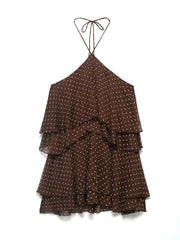 Fashion Halter Polka Dot Ruffle Mini Dress