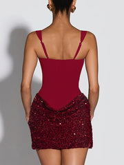 Elegant Sequin Ruched Bodycon Mini Dress