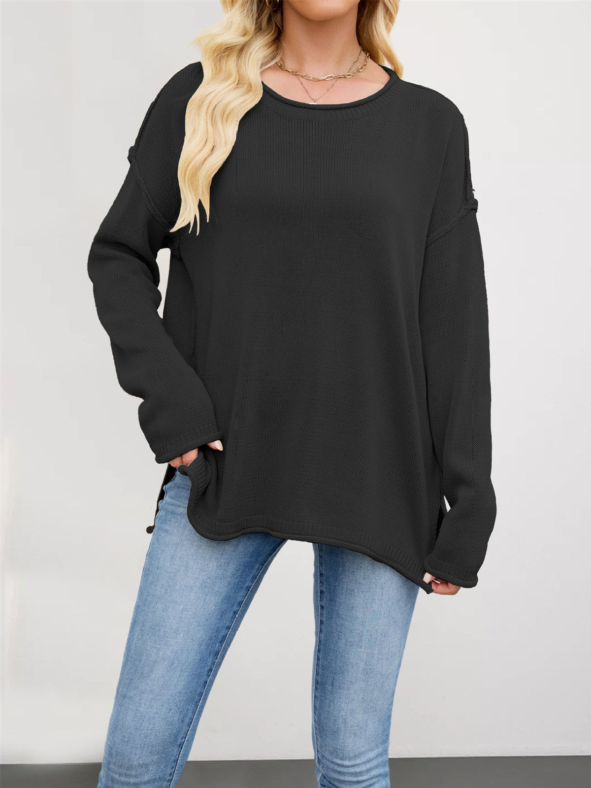 Casual Crewneck Oversized Knit Sweater