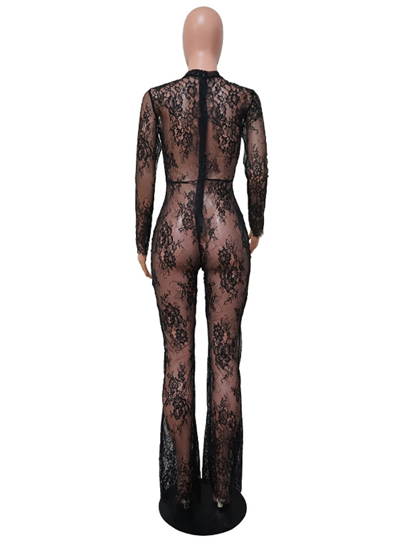 Sexy Lace See through Slim Jumpsuit