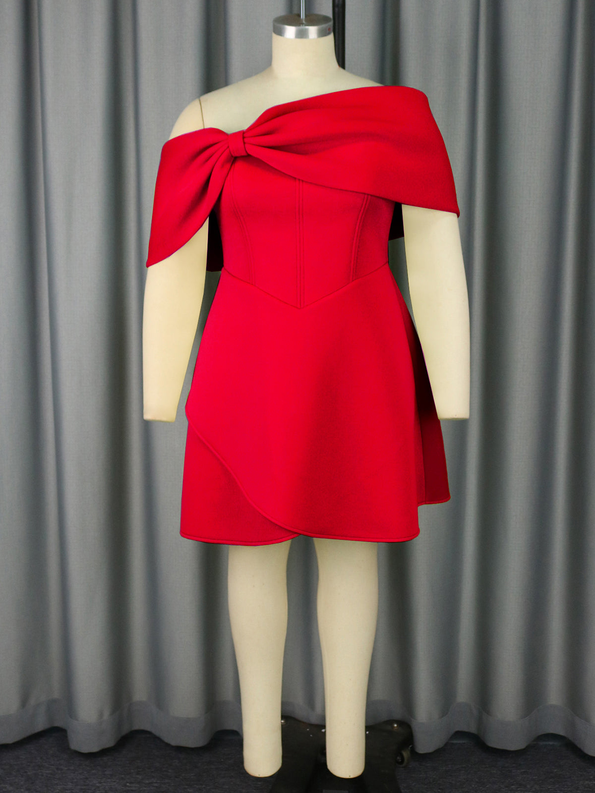 Off Shoulder Bow Top Tulip Hem Evening Party Dress