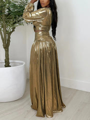 Fashion Round Collar Cropped Tops And Maxi Skirt Sets