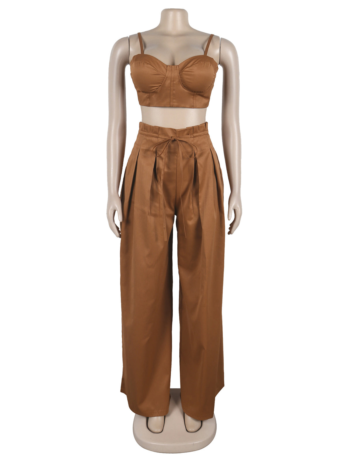 Fashion Crop Camisole Wide-Leg Pants Two-Piece Set