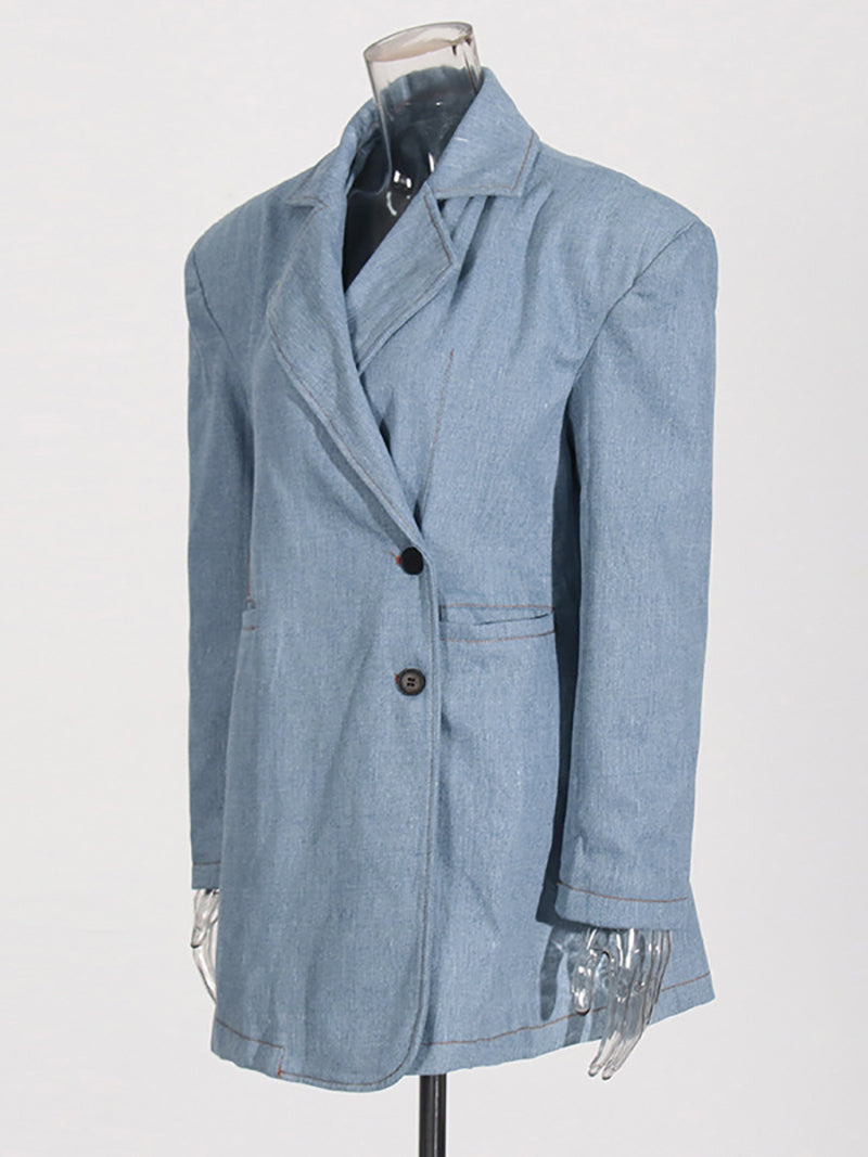 Fashion Asymmetrical Denim Blazer