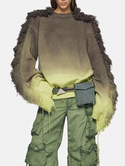 Fashion Tassel Gradient Knitted Pullover Loose Sweaters