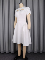 Elegant Puff Sleeve Cinched Waist Slim Party Dress