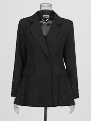 Fashion Rhinestone Appliques Slit Blazer