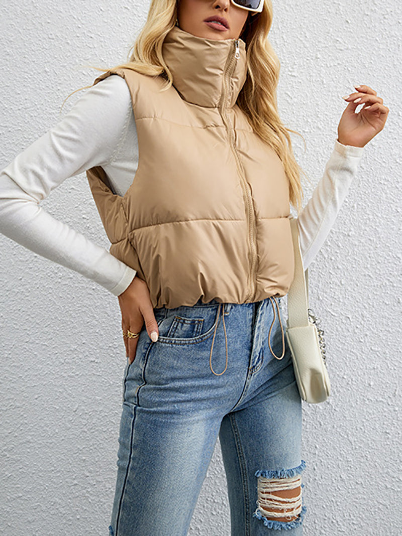 Solid Color Sleeveless Vest Cotton Padded Jacket