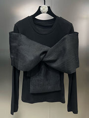 Round Neck Cross Bowknot T-Shirt