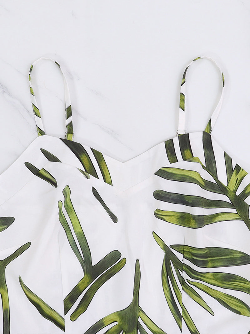 Casual Print Sleeveless A-Line Strap Dress