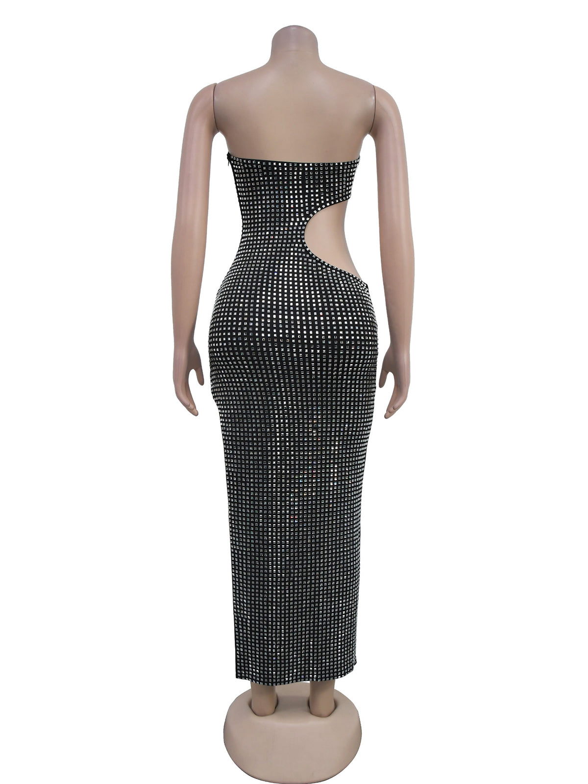 Strapless Rhinestones Cutouts Side Slit Party Dress