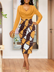 African Print High Waist Elegant Dress