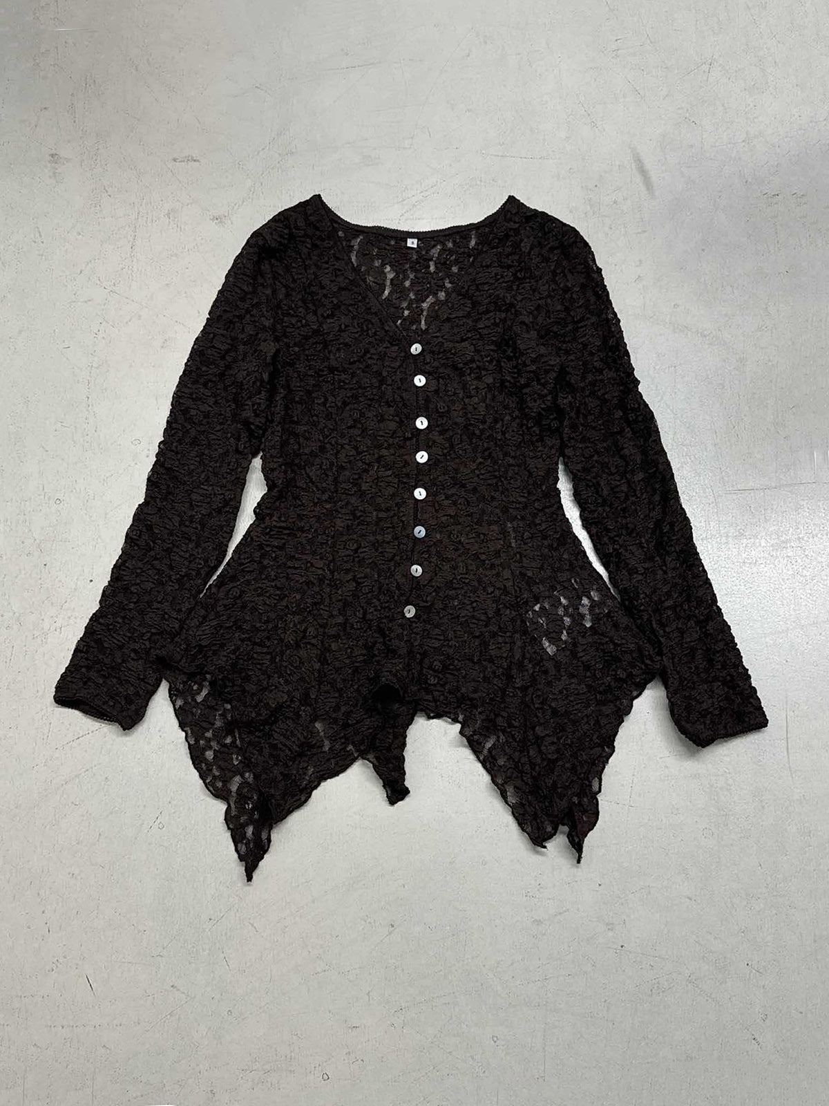 Elegant Lace V Neck Button Up Ruffles Slim Blouse