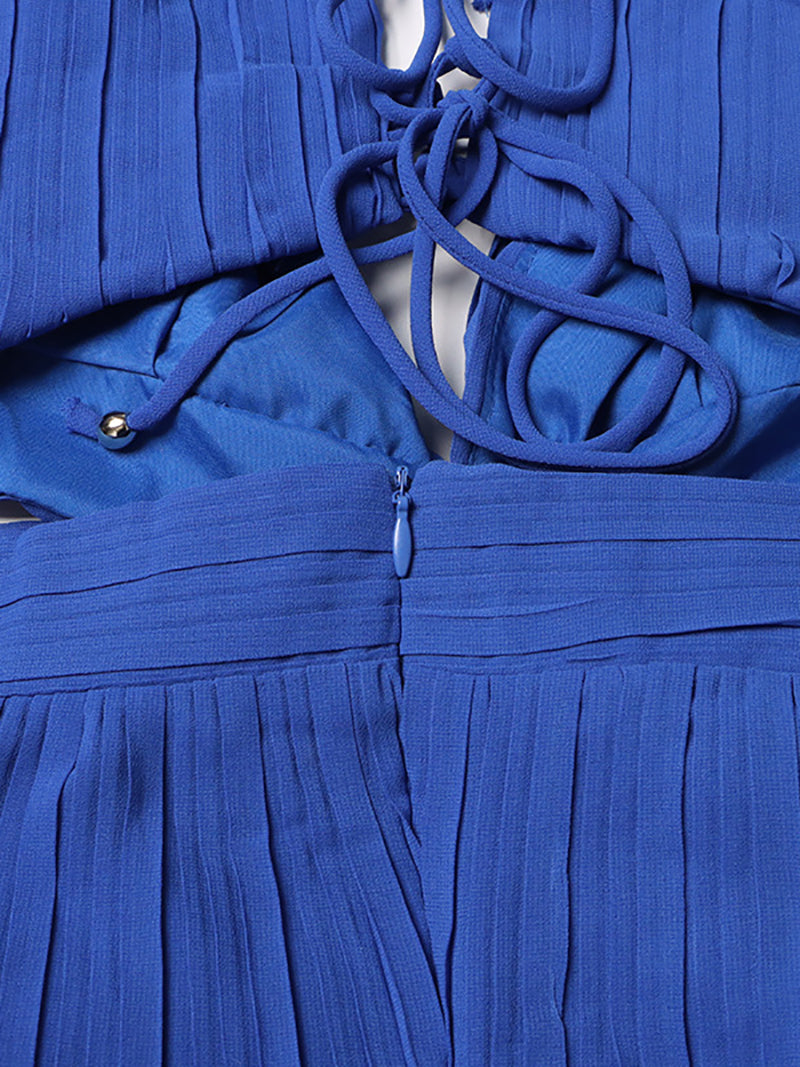Elegant Sleeveless V-Neck Slit Ruffle Maxi Dress