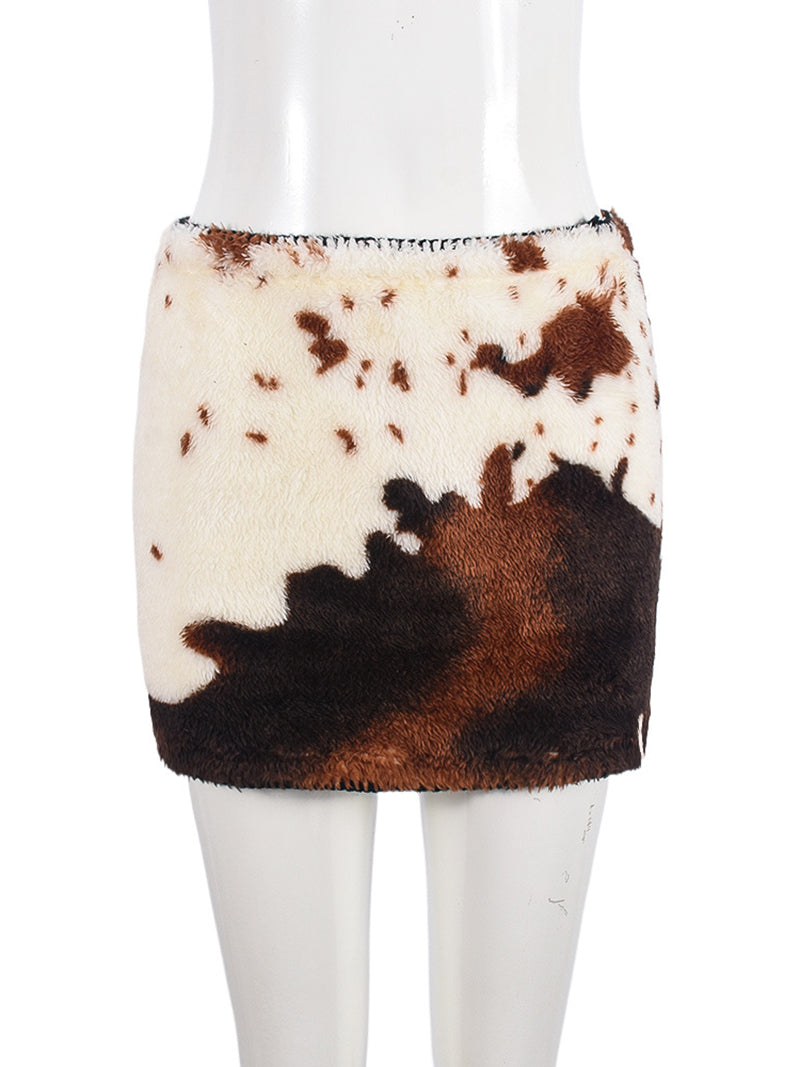 Fashion Cowmooflage Print Micro Mini Skirt