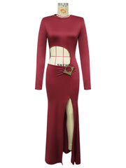 Sexy Cut Out Crop Bodycon Maxi Dress