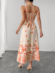 Fashion High Waist Holiday Casual Print Dress